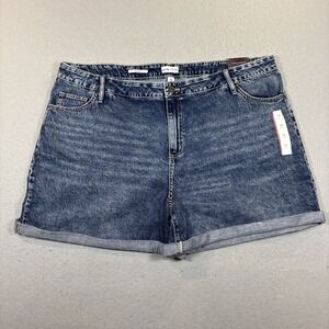 AVA & LIV Women MIdi Short High Rise Relaxed Fit Shorts 24R Blue Denim NWT
